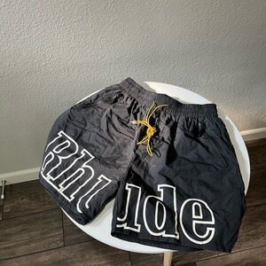 Rhude Black Athletic Shorts yellow tie